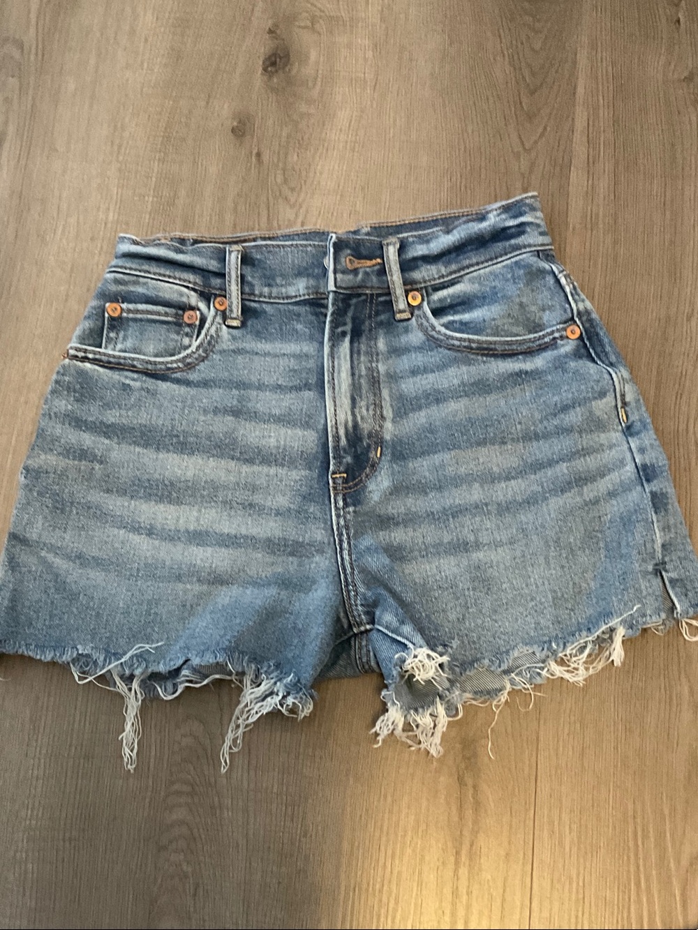 American Eagle Outfitters Light Blue Distressed Denim Shorts
